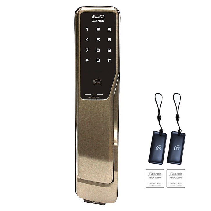 [전국설치] 게이트맨 댄디 푸시풀도어록 카드키4개+번호키 푸시바잠금(범죄예방효과) 내/외부강제잠금 허수기능 잔류지문방지 에티켓기능 3분락기능 현관문 디지털도어락, 방문설치, 게이트맨 댄디/전국설치(C지역)