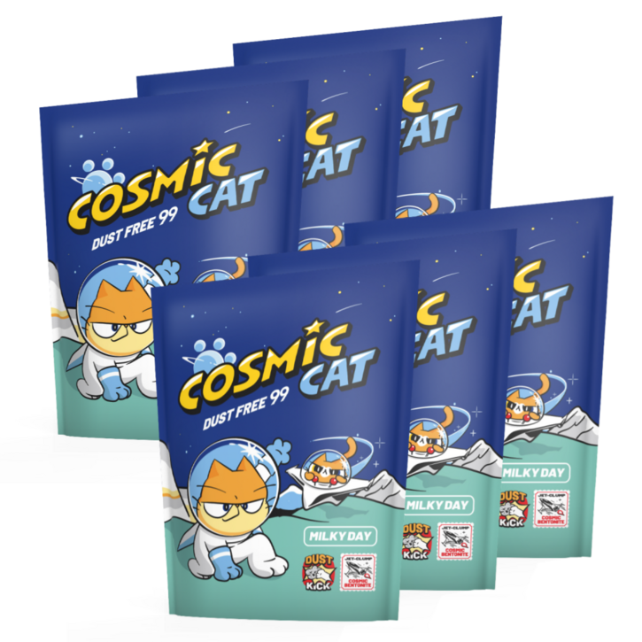 코스믹캣 밀키데이 벤토나이트 고양이모래 6kg 총 6봉(총 2박스 배송), 6kg, 6개, 섬유향