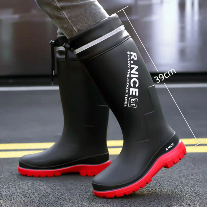 TIMEPURE 남성용 수축형 하이 레인부츠 신상 미끄럼방지 방수 장화 낚시 배달기사 작업화 전용 고무신