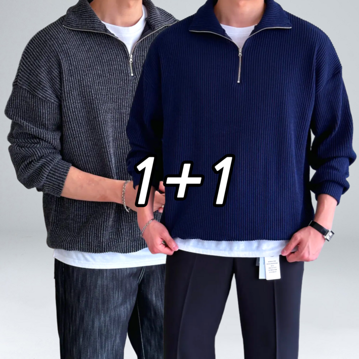 11 이브 남성용 골지 오버핏 반집업 니트 긴팔 맨투맨 빅사이즈 63202