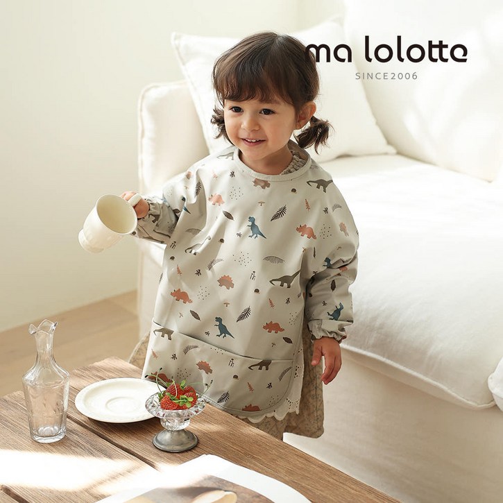 마롤로뜨 아기 긴팔 방수가운 턱받이 침받이 자기주도 미술가운 문센 어린이집