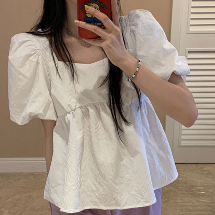 신나몰 여름 여성 반팔 블라우스 스퀘어넥