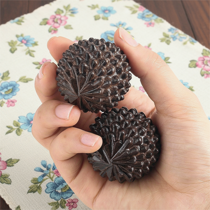 천연 나무 손바닥 마사지 볼 손 지압볼 2P 세트