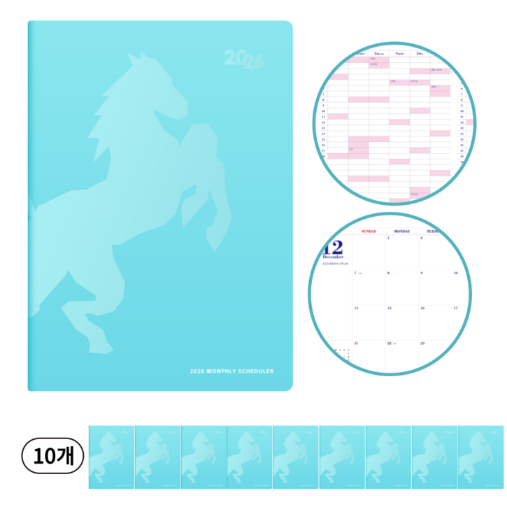 탐나 2026년도 A4먼슬리 플래너 다이어리 스케줄러, 10개, 민트