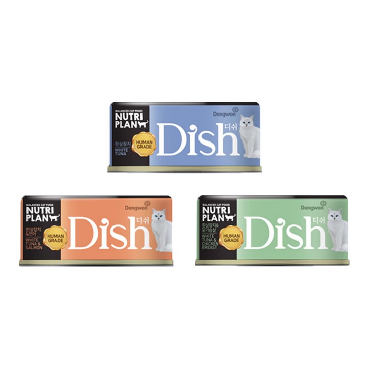 뉴트리플랜 고양이 디쉬 간식캔, 3종콤보, 85g, 24개