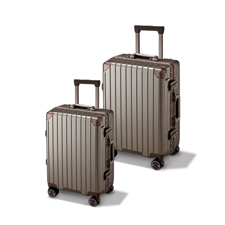 인포트 노블 캐리어 2종 세트 20인치 기내용 24인치 여행용 하드 케이스 티타늄 브라운