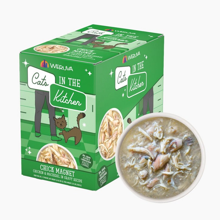 웨루바 고양이 캣츠인더키친 파우치 칙 매그넛 12P (치킨, 고등어), 1020g, 1팩