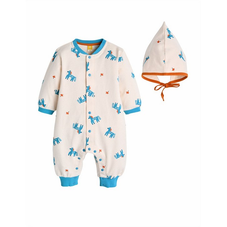 모이몰른 봄 신생아 외출우주복 남아 말 우주복 모자세트 말띠선물 출산 백일선물 홀스우주복세트 M251ROB02P