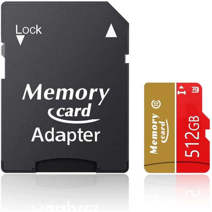 울트라 마이크로 SDTF 512GB Micro SD 메모리 풀 사이즈 어댑터 A2 U3 4K C10 읽기 속도 비디오 녹화 휴대폰 카메라, 1개, 512GB