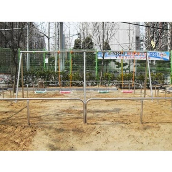 월드스포츠산업 야외놀이터 그네 4인안전펜스포함 스텐 WDH33C