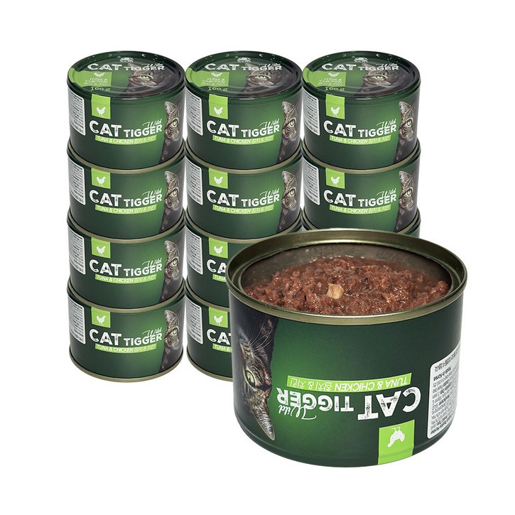사조 캣티거 와일드 고양이 간식 습식캔 참치치킨, 160g, 12개, 닭참치