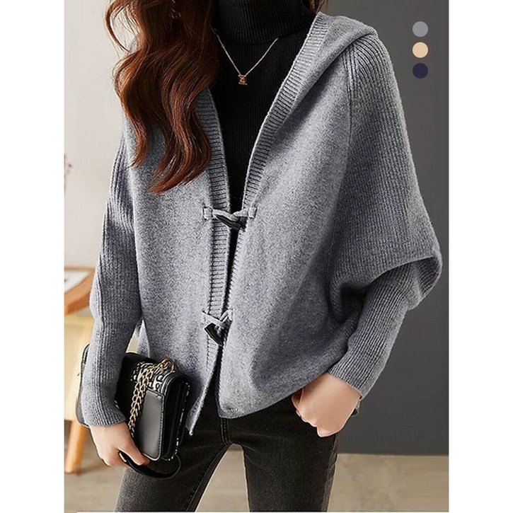 키리앙 니디 가오리핏 후드 니트 가디건