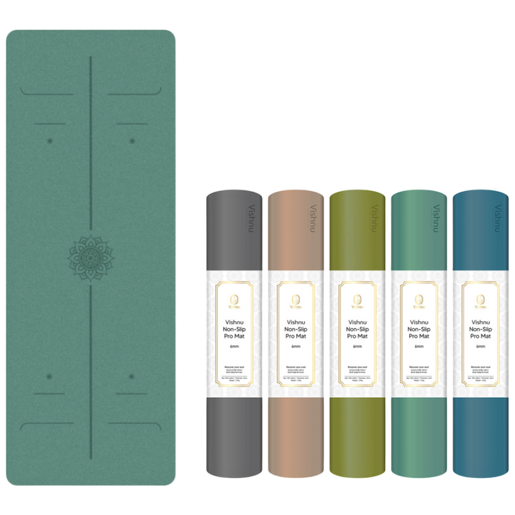 비슈누 만다라 센터라인 요가매트, 올리브색, 1개
