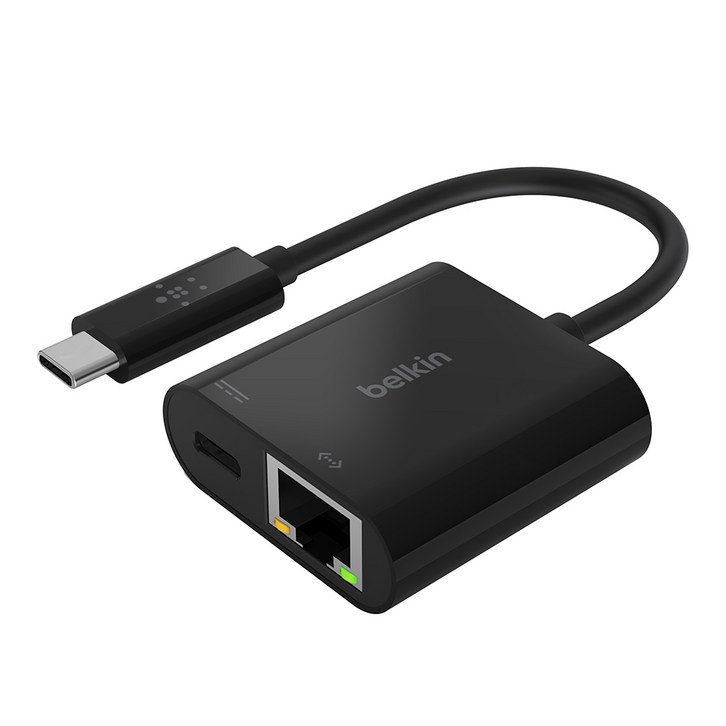 벨킨 USB-C to 이더넷 + C타입 60W PD 충전 어댑터 기가비트지원 썬더볼트3 호환 젠더 INC001, INC001