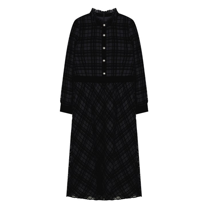 샤트렌 여성용 레이온 혼방 럭셔리 체크 보온 원피스 HCBWOP102