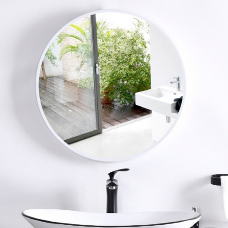 무타공마켓 무타공 모던 원형 거울 60cm, 화이트