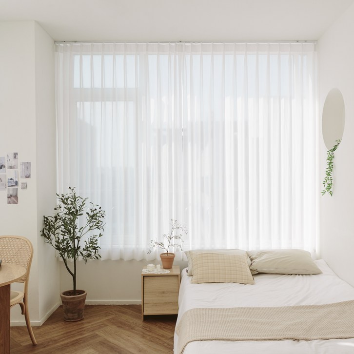 누구나 쉬폰 나비주름 속지 커튼 세트 방문설치