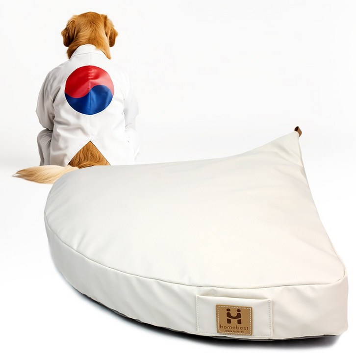 개모찌 국내생산 알러지케어 방수 반려동물 방석, 부채꼴, 크림, 1개