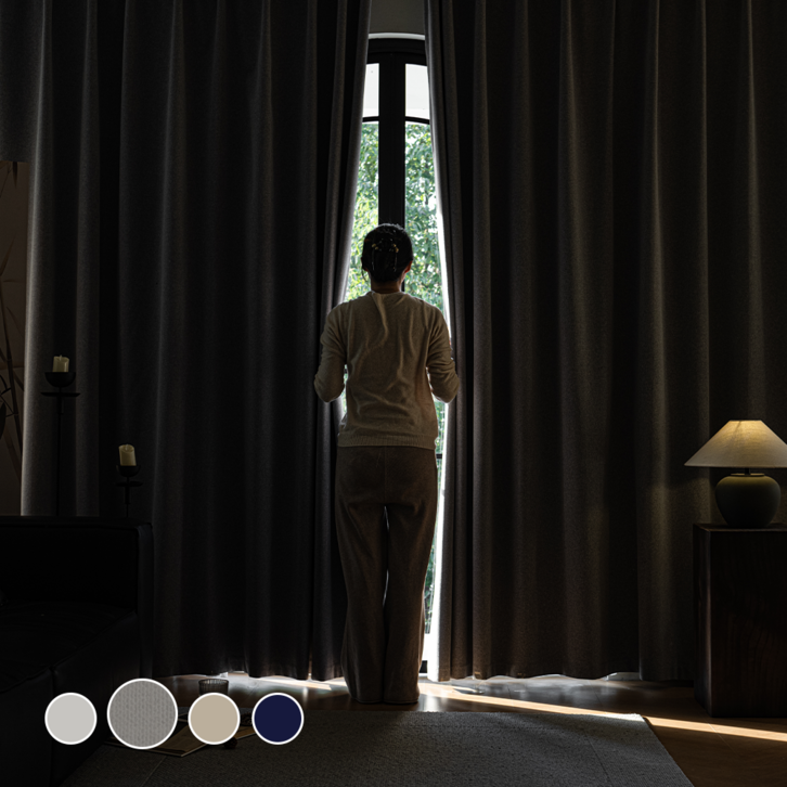 11 HOMEY NEST 밝은색상 100 완벽 빛차단 암막커튼 호텔식 방풍 암막 린넨커텐 아일렛형