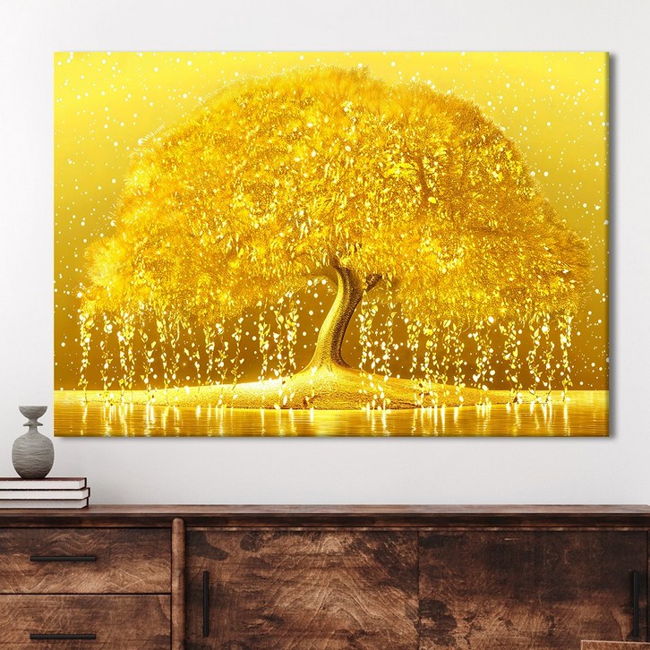 인메이블 황금 골드 돈들어오는 돈나무 그림 액자 거실 복도 인테리어 개업 집들이 선물, 골드메탈액자