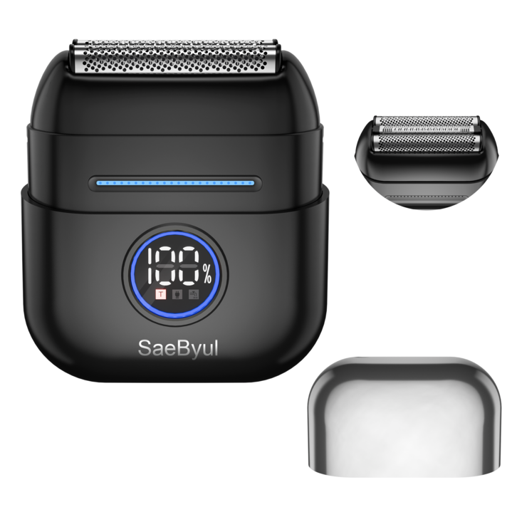 SaeByul 미니 휴대용 전기면도기 3중날 자석분리형 남자 전동면도기 RUN 터치슬라이드 방수 잔량표시 충전식 여행용 선물