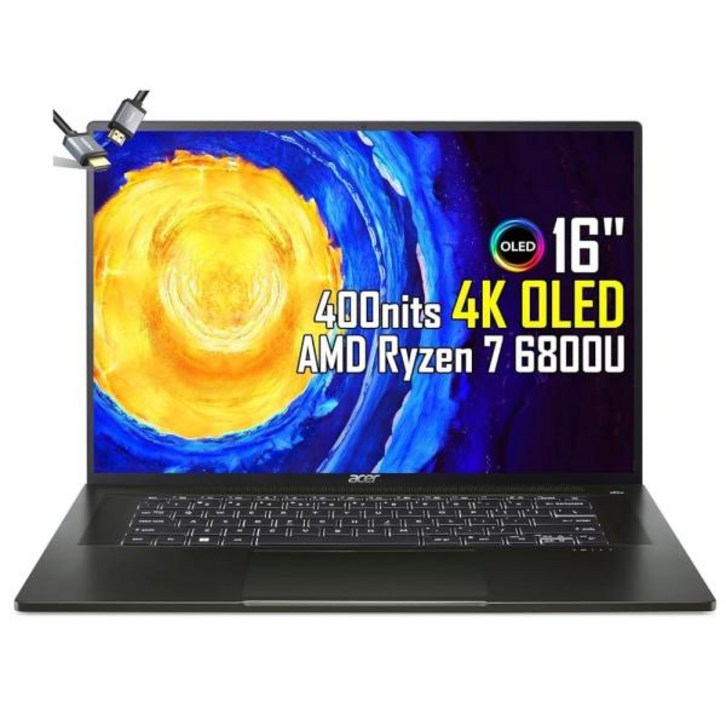 Acer Swift Edge 16인치 4K OLED 400니트 울트라 슬림 노트북 8코어 AMD Ryzen7 6800U 백라이트 KB 지문 인식기 100 DCI-P3 윈도우 11