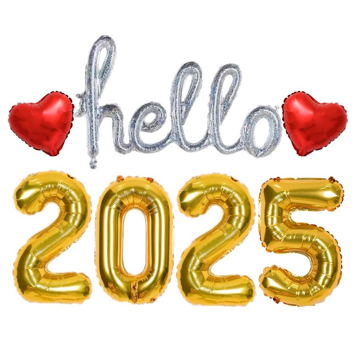 헬로 Hello 2025 새해 풍선세트 신년 파티 용품, 1개