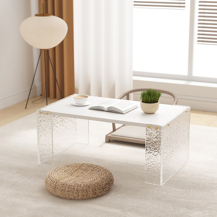 아우스 아크릴테이블 좌식테이블 거실테이블 티테이블 카페 인테리어 소파 테이블, 화이트