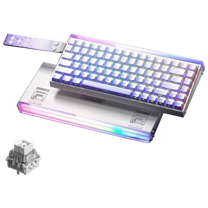 AULA HERO 84HE 마그네틱 축 키보드 유선 게이밍 고성능 8K, RGB light box wired, SideEngraved Purple