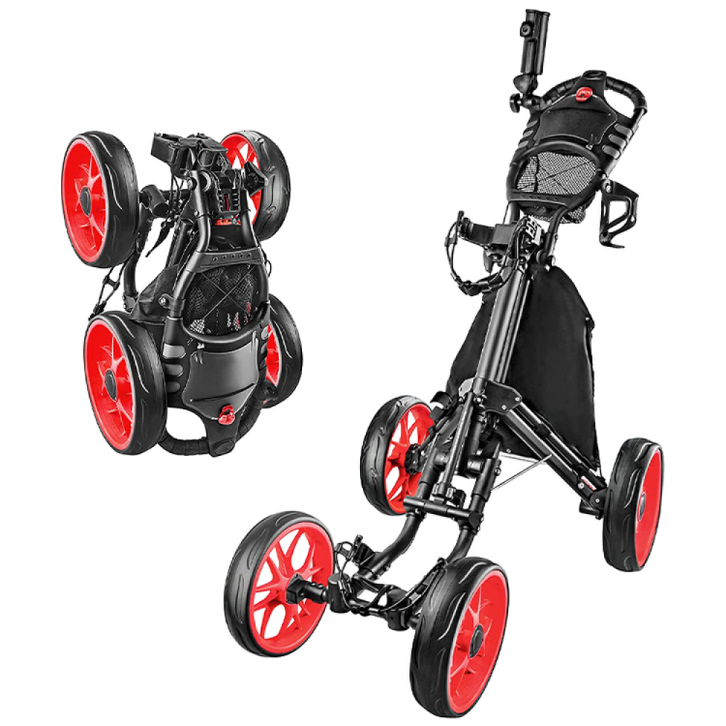 골프카트 접이식 브레이크 물통 경량 트롤리 4륜 골프백 캐리어