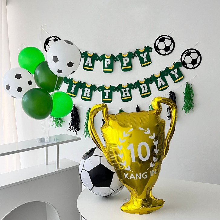 하피블리 트로피 풍선 축구 가랜드 생일 파티 용품 세트, 생일가랜드NO.10 KANG IN 세트