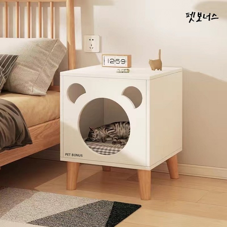 펫보너스 MDF 사이드 테이블형 고양이 숨숨집