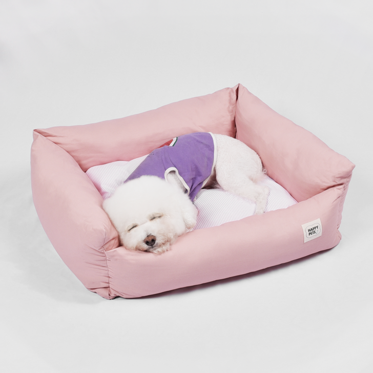 행복한댕냥이 커버분리형 반려동물 꿀잠방석, 핑크, 1개