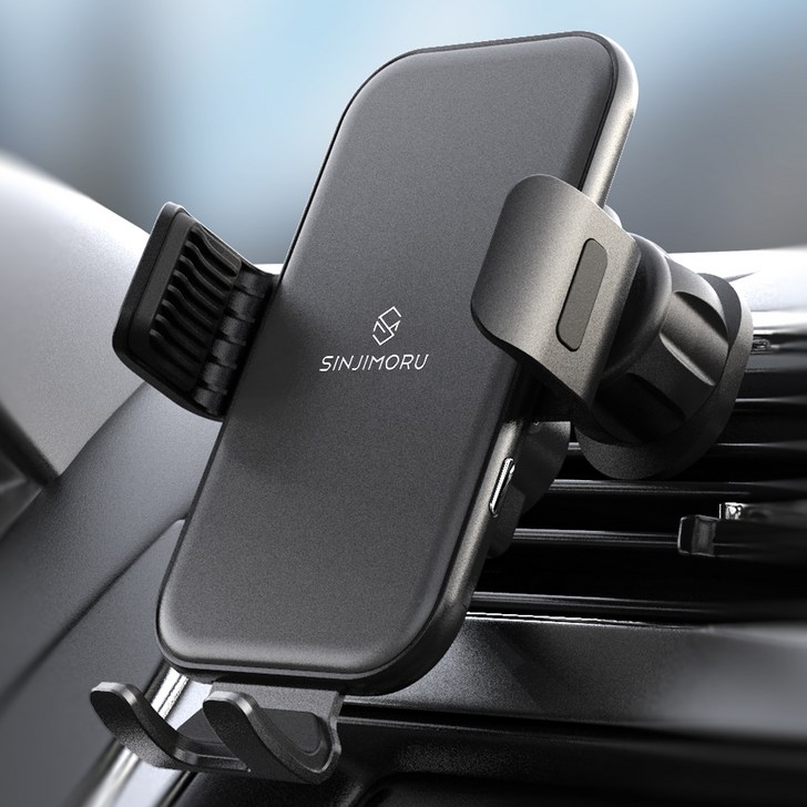 신지모루 오그랩엑스 차량용 고속 무선충전 핸드폰 거치대 15W 송풍구형, 블랙, SOGWIREMAX2BKSJM