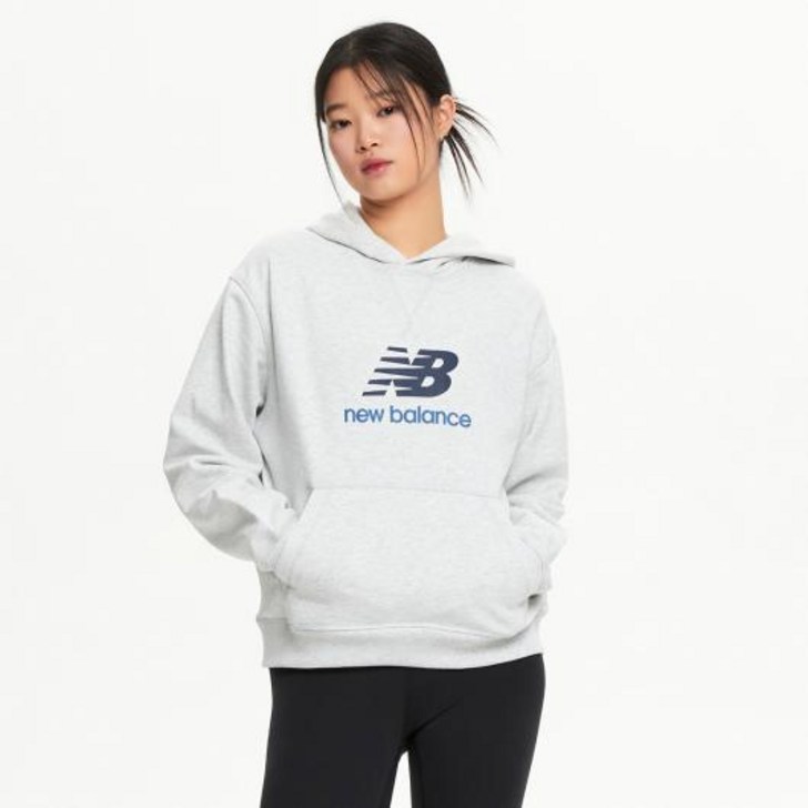 뉴발란스 여성용 에센셜 오버핏 빅로고 면 후드티 NBN0F1V222