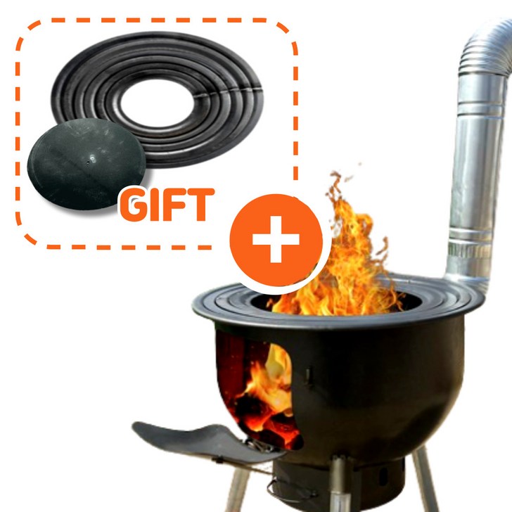 찐굿즈 야외 숯불 화로대 드럼통 화덕 바베큐 그릴 아궁이 전원주택 화목난로, 1세트