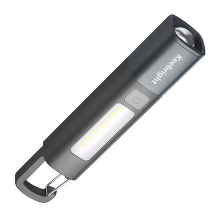 Keebright 휴대용 LED 줌 손전등 고휘도 3단계 조절 USB충전식후레쉬 COB측면라이트 방수 써치라이트 18650-1200mAh