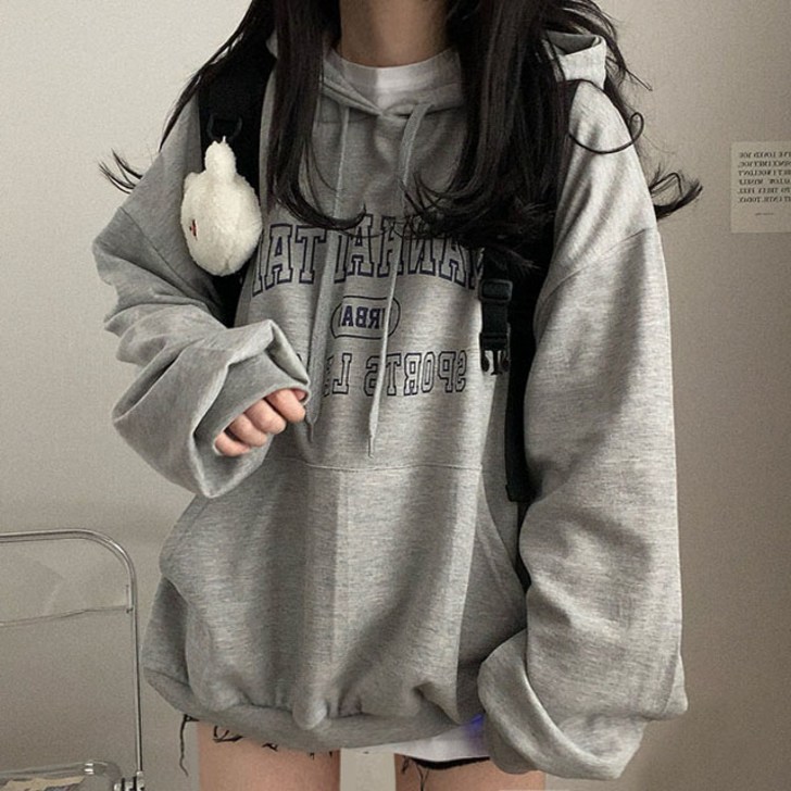 오늘출발 국내생산 데일리꾸안꾸 맨하탄 레터링 후드티 기모 커플후드 빅사이즈