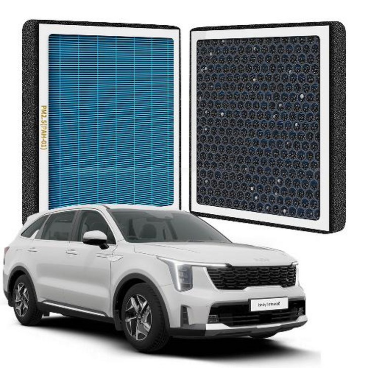 퓨어에어 쏘렌토 MQ4 전면 헤파 활성탄 듀얼 에어컨필터호환