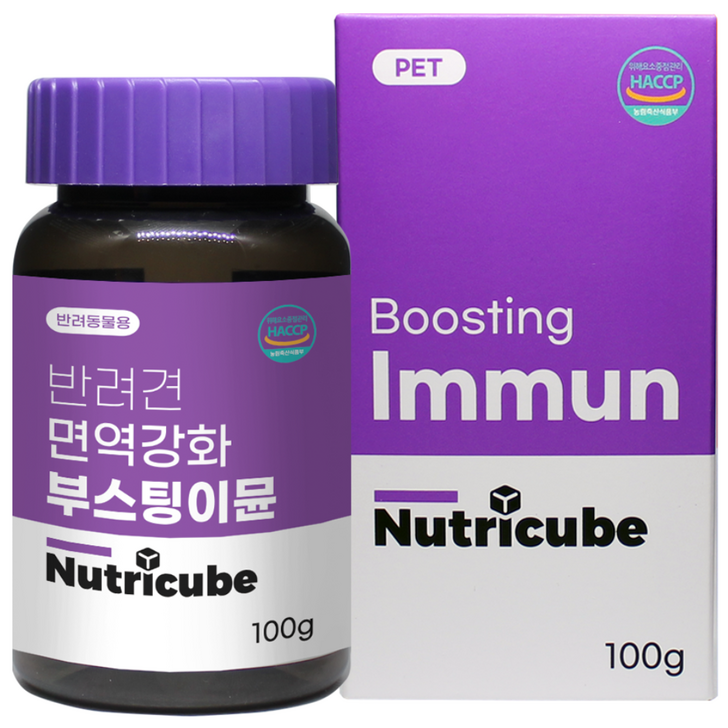 뉴트리큐브 반려동물 강아지영양제 관절 피부피모 눈물개선 눈건강 면역력강화 유산균 장건강 노령견 항산화 애견, 1개, 면역항산화, 100정