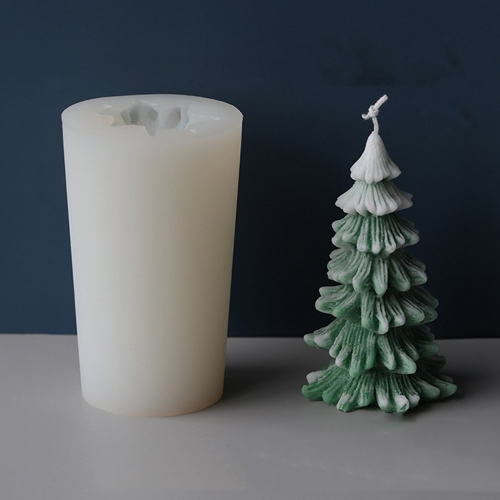 크리스마스 트리 소나무 수제 캔들 실리콘 몰드 디자인 2번, 화이트