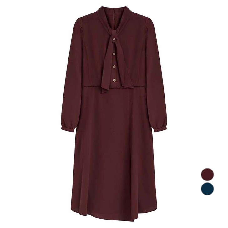 조이너스 여성용 장식 버튼 타이 플레어 원피스