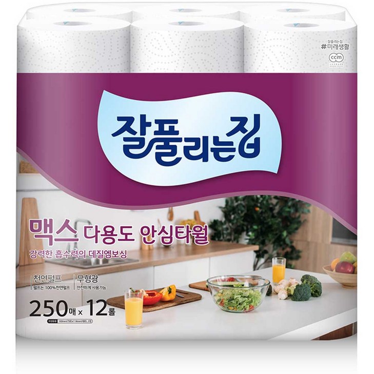 잘풀리는집 맥스 다용도 키친타올, 12롤, 1팩