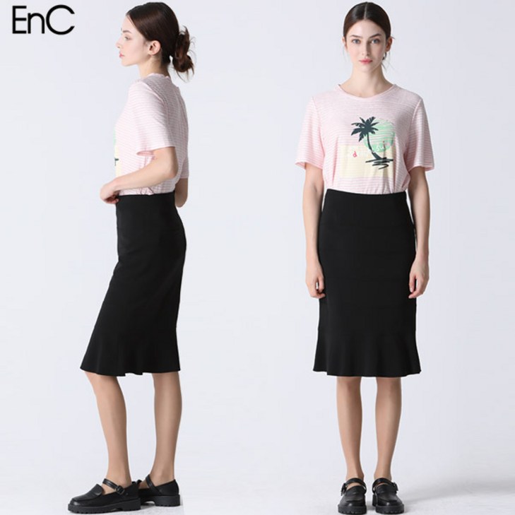 EnC 밑단플레어 H라인 스커트 택가격 219000원