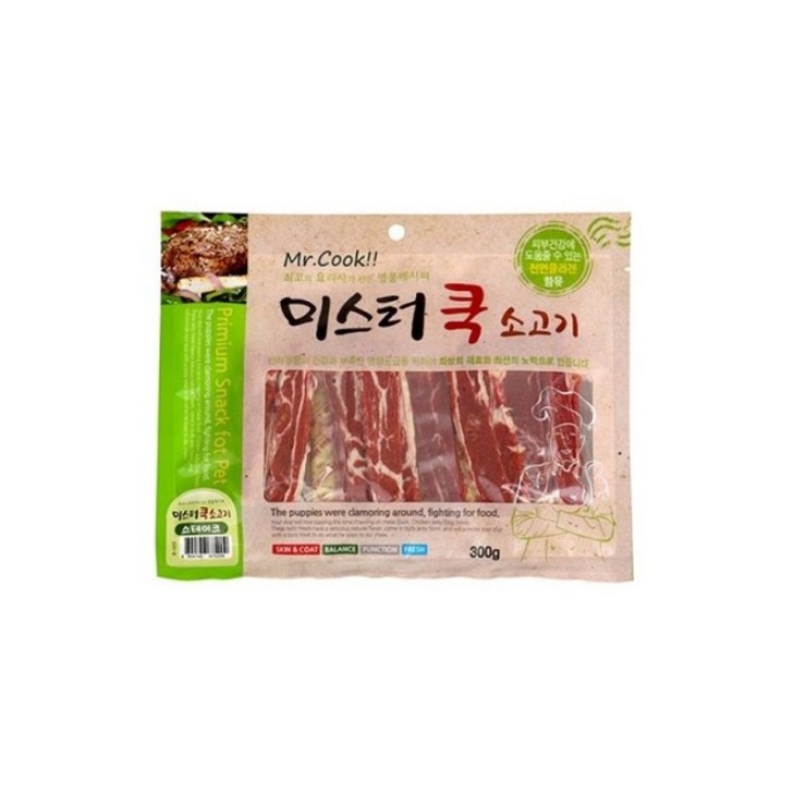 미스터쿡 강아지 간식 스테이크, 소고기, 300g, 5개