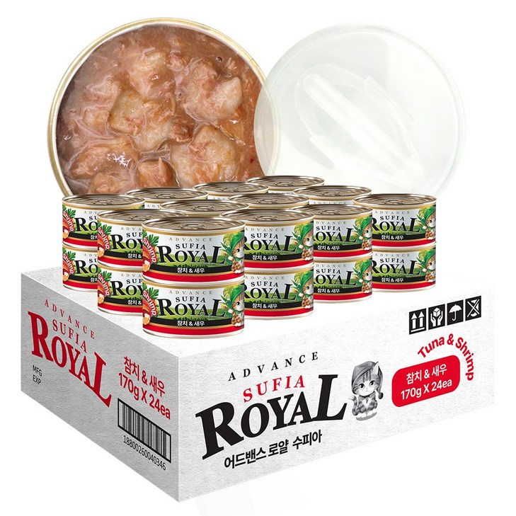 어드밴스 로얄 수피아 5종 170g x 96개입 고양이 캔 길냥이 통조림 간식, 96개, 170g, 수피아 새우