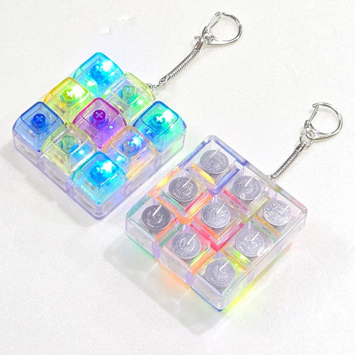 화려한 디스코 컬러 LED 키보드 딸각이  키캡 키링