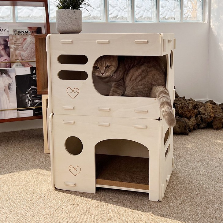 보드미펫 고양이 원목 숨숨집