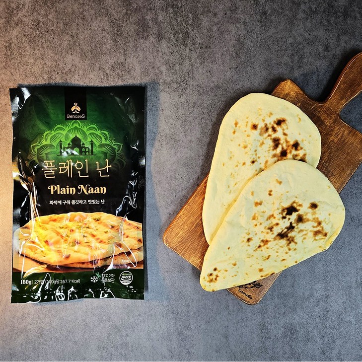 베나레스 화덕에 구워 더 맛있는 플레인 난 세트, 18개, 180g