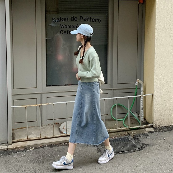 앤샵 데일리 베니스 뒷트임 밴딩 롱 스커트2color